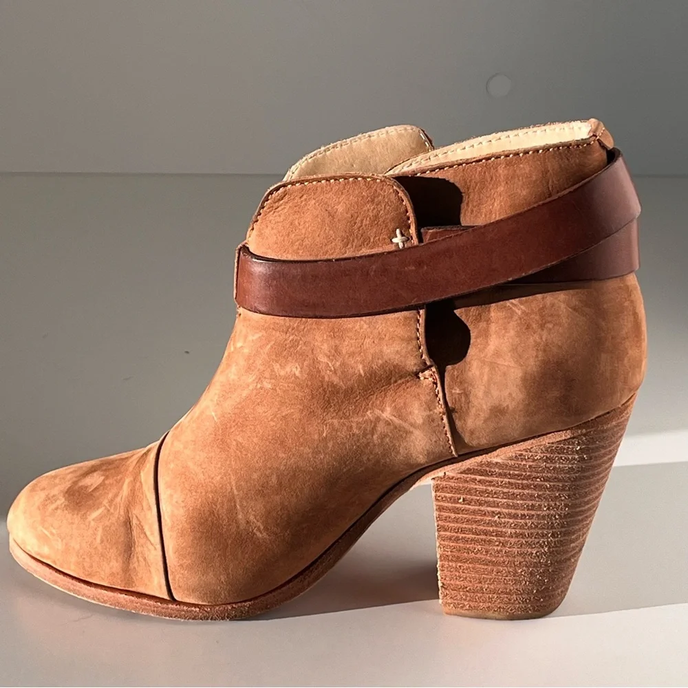 Rag & Bone Harrow Ankle Boots Camel Suede Nubuck Leather Size 7/37 Bohemian Moto